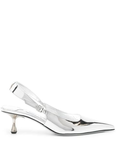 Jimmy Choo Amel 50mm metallic-leather pumps - Silver - zdjęcie produktu nr 1