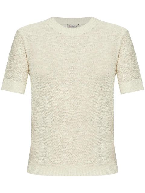 Moncler bouclé open-knit t-shirt - Neutrals - zdjęcie produktu nr 1