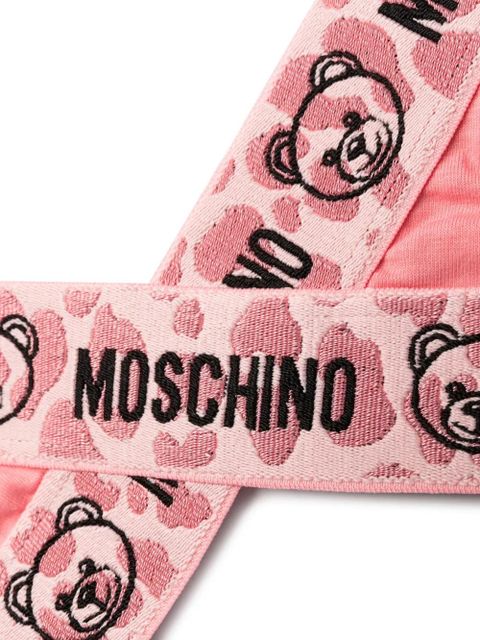 Moschino leopard-print logo-jacquard bralette - Pink