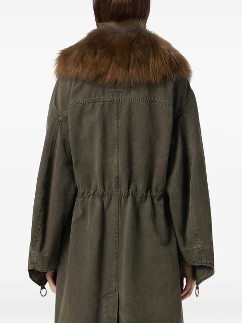 Blumarine fur-collar parka coat - Green
