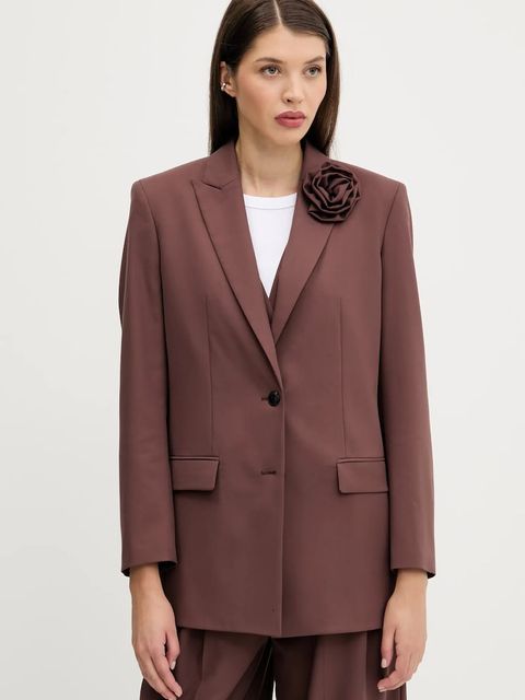 HUGO marynarka kolor brązowy jednorzędowa gładka 50544133 - zdjęcie produktu nr 1