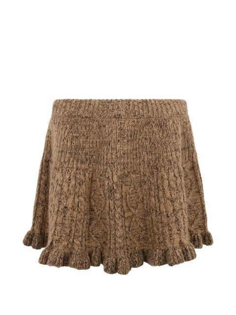 Valentino Garavani cable-knit ruffled skirt - Brown - zdjęcie produktu nr 1