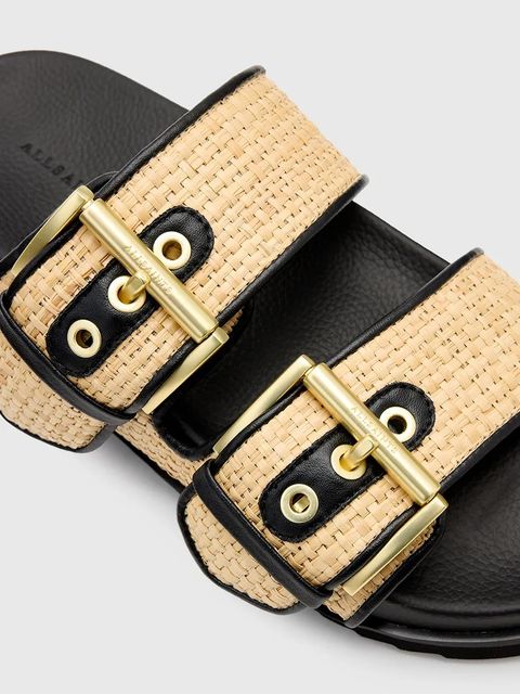 AllSaints klapki Sian Raffia Sandal damskie kolor beżowy W091FC
