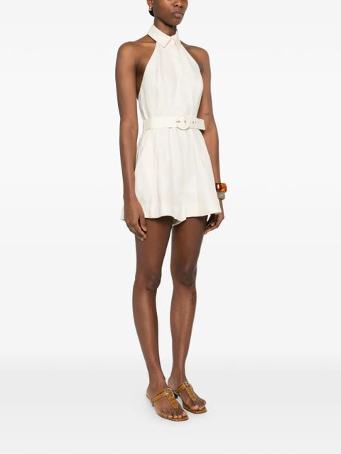 ZIMMERMANN belted collar playsuit - Neutrals