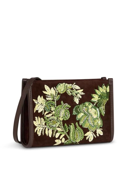 ETRO embroidered suede pouch - Brown