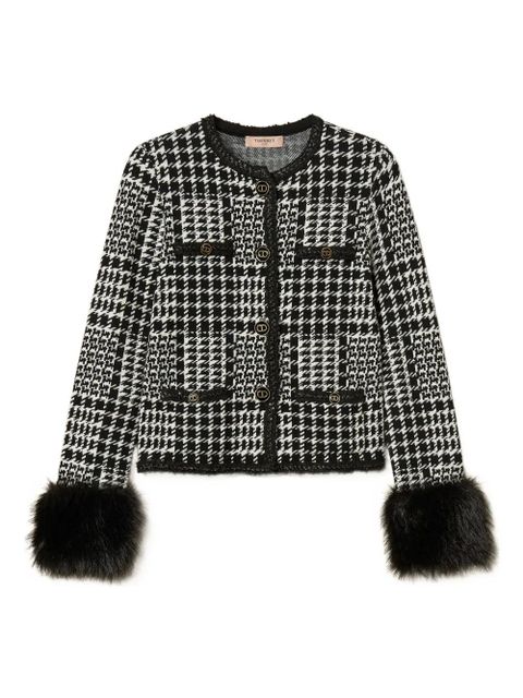 TWINSET checked faux fur-trim jacket - Black - zdjęcie produktu nr 1