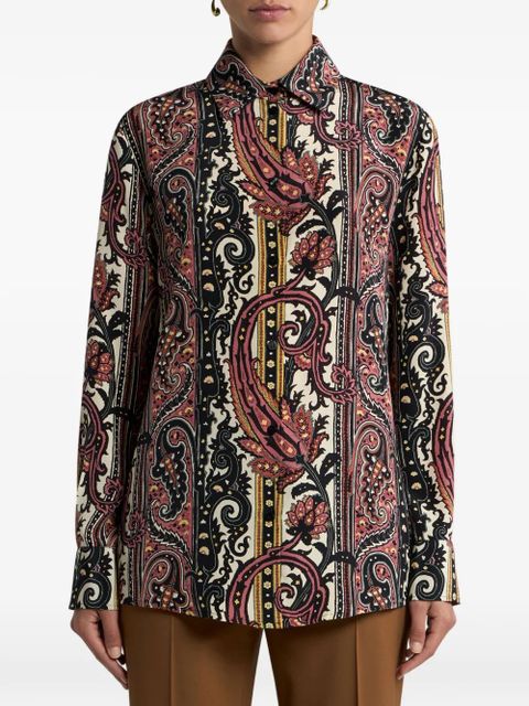 ETRO leafy paisley-motif silk shirt - Red