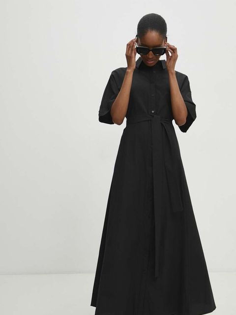 Answear.LAB sukienka kolor czarny maxi rozkloszowana