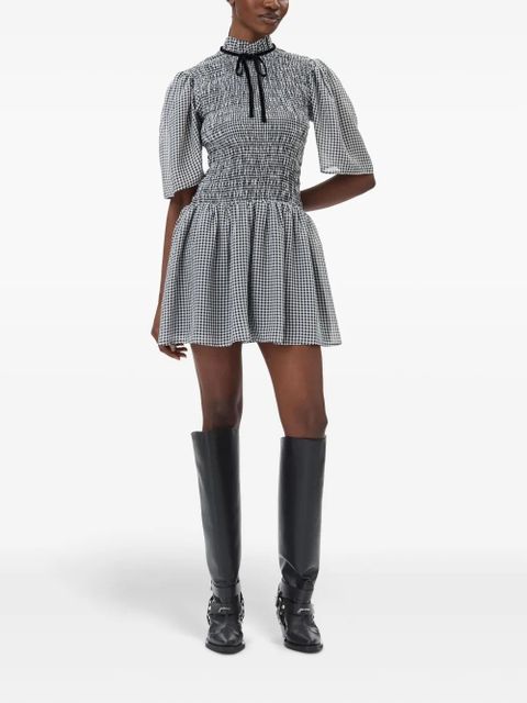 GANNI checked mini dress - Black