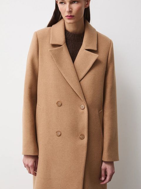 Medicine płaszcz z domieszką wełny damski kolor beżowy