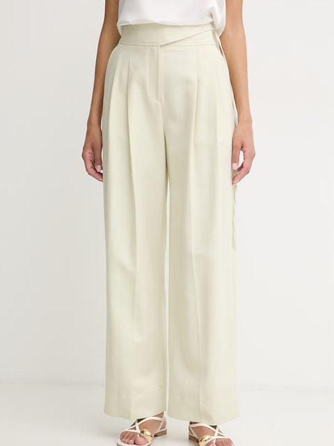 BOSS Orange spodnie wide leg damskie z dodatkiem lnu C Talily - zdjęcie produktu nr 1