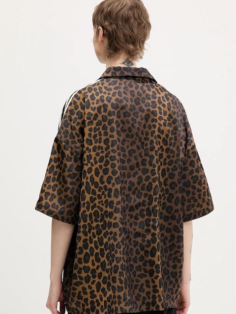 adidas Originals koszula damska kolor brązowy relaxed z kołnierzykiem klasycznym KA2678