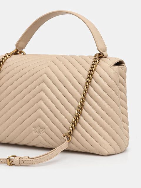 Pinko torebka skórzana kolor beżowy 100042 A0GK