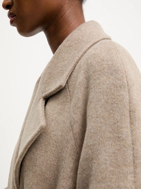 Answear Lab płaszcz wełniany kolor brązowy przejściowy dwurzędowy