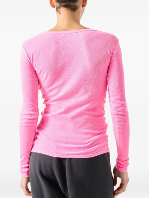 American Vintage Massachusetts long-sleeved V-neck T-shirt - Pink