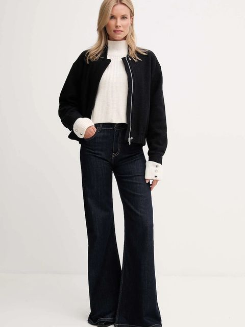 Tommy Hilfiger kurtka z dodatkiem wełny kolor czarny przejściowa WW0WW45724 - zdjęcie produktu nr 2