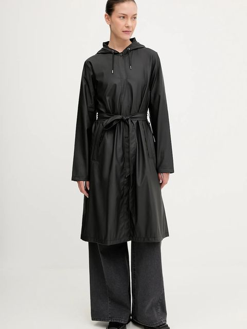 Rains kurtka 12040 A-Line Longer W Jacket kolor czarny przejściowa 12040 - zdjęcie produktu nr 1