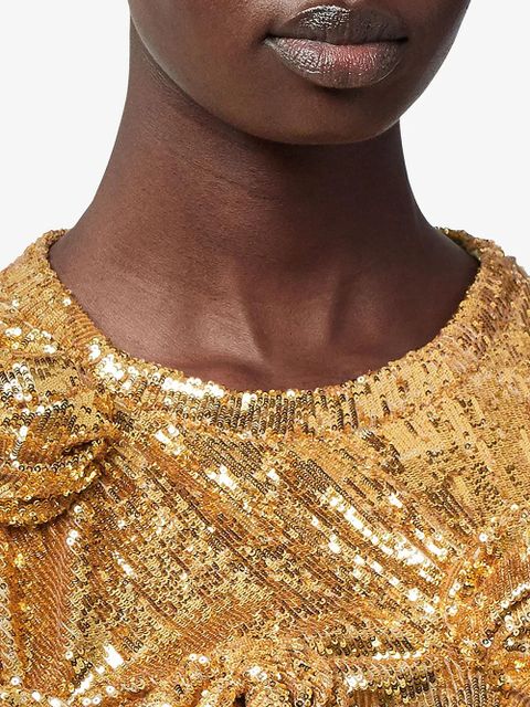 Burberry Hand-gathered Detail Sequinned Dress - Gold