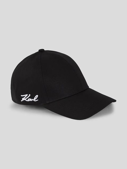 Karl Lagerfeld czapka z daszkiem bawełniana K/SIGNATURE kolor czarny gładka A3W33018 - zdjęcie produktu nr 1