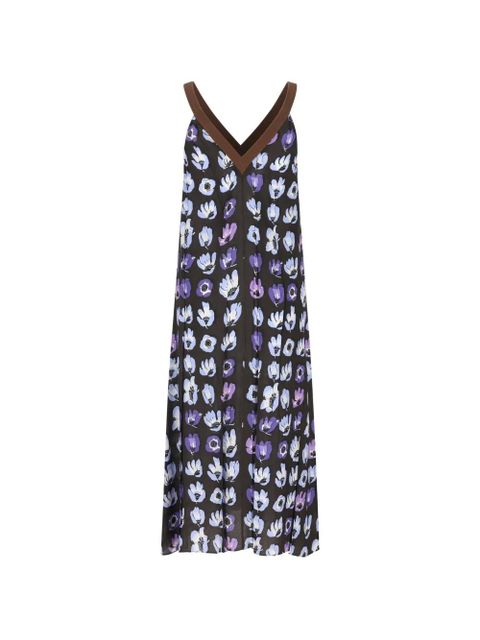 Prada V-neck floral-print dress - Black - zdjęcie produktu nr 2