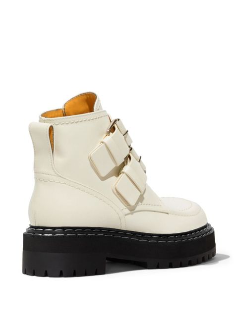 Proenza Schouler leather buckle boots - White
