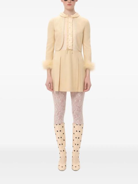 Valentino Garavani feather-trim mini dress - Neutrals