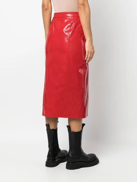 Gucci crocodile-effect pencil skirt - Red - zdjęcie produktu nr 2