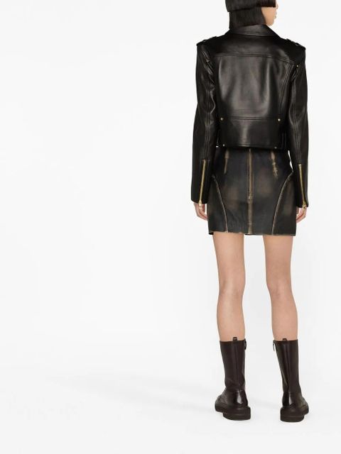 Balmain leather biker jacker - Black