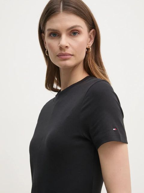 Tommy Hilfiger sukienka bawełniana kolor czarny mini rozkloszowana WW0WW45521 - zdjęcie produktu nr 2