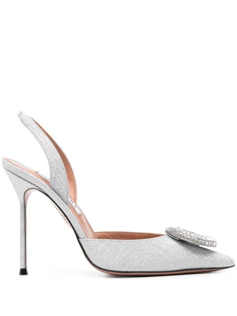 Aquazzura 105mm Crystal Hoop Sling pumps - Silver - zdjęcie produktu nr 1