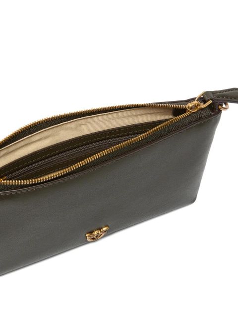 PINKO logo-appliqué zip clutch bag - Green