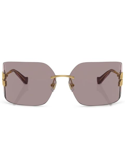 Miu Miu Eyewear logo oversize-frameless sunglasses - Gold - zdjęcie produktu nr 1