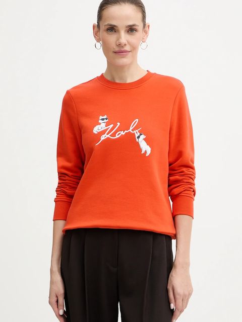 Karl Lagerfeld bluza IKON SIGNATURE damska kolor pomarańczowy z nadrukiem B1W20031 - zdjęcie produktu nr 1