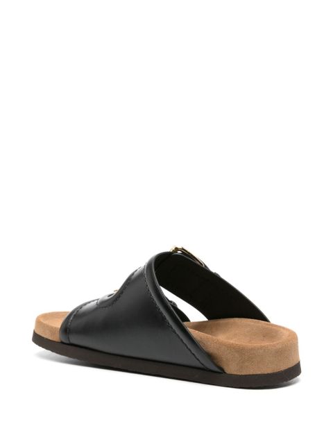 Valentino Garavani Fussfriend double-strap leather slides - Black