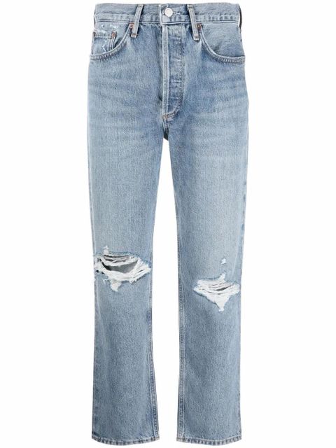 AGOLDE Fen distressed straight-leg jeans - Blue