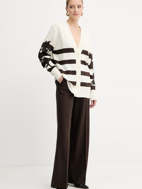 ERMANNO Firenze kardigan z domieszką wełny damski kolor beżowy 57TN044EA5 - zdjęcie produktu nr 2