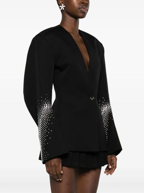 The Attico rhinestone-embellished wool blazer - Black