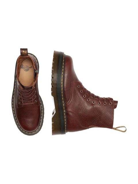 Dr. Martens workery skórzane Jadon damskie kolor bordowy na platformie DM41324200