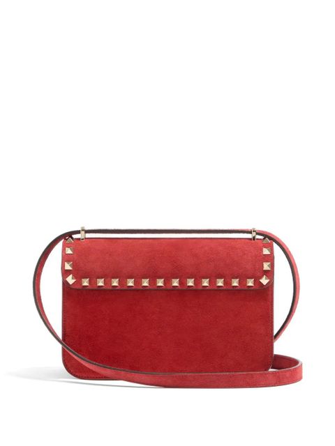 Valentino Garavani Rockstud small suede crossbody bag - Red