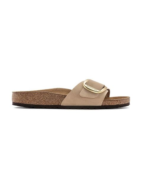 Birkenstock klapki nubukowe Madrid Big Buckle kolor beżowy 1024009 - zdjęcie produktu nr 1