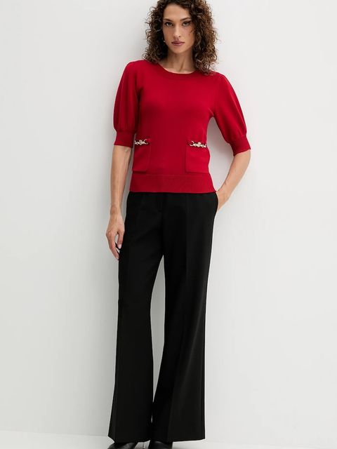 Fracomina sweter damskie kolor czerwony lekki FR25WT7019K55601