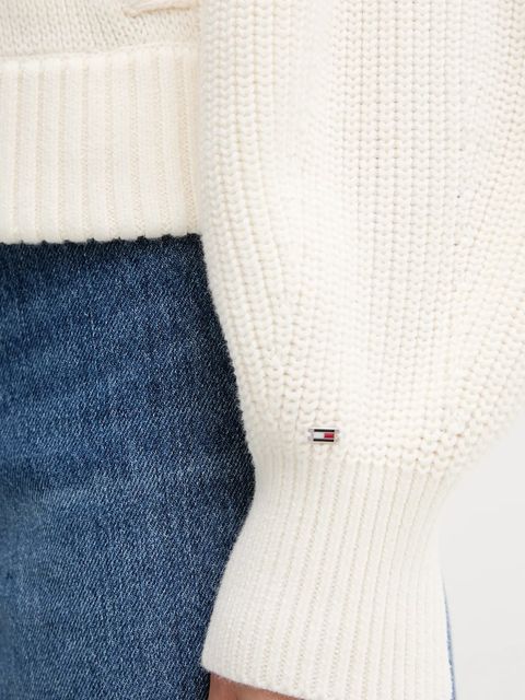 Tommy Hilfiger kardigan bawełniany damski kolor beżowy ciepły WW0WW45692