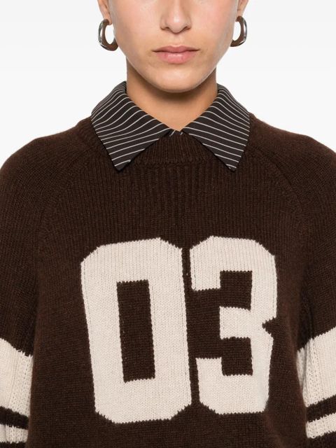 Ba&Sh number-intarsia wool sweater - Brown