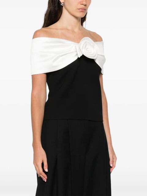 Self-Portrait crepe off-shoulder top - Black