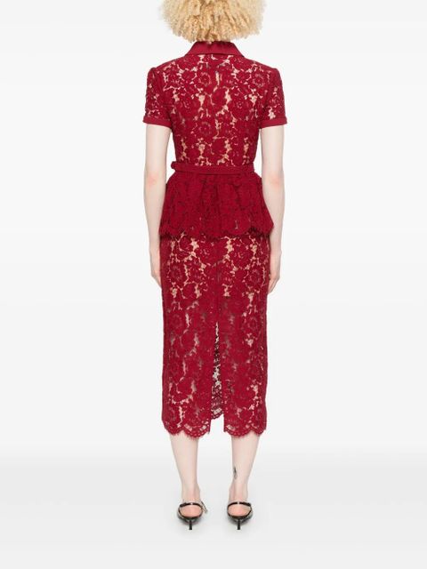 Self-Portrait lace peplum dress - Red