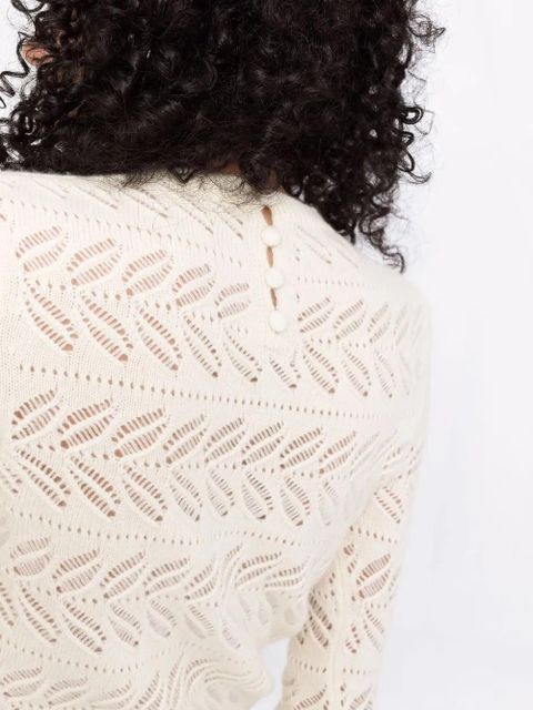 Sportmax open-knit crew neck jumper - White