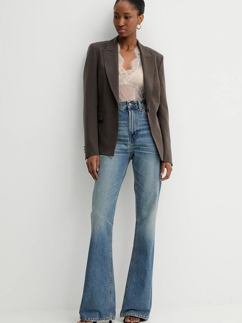 Blugirl Blumarine marynarka i bluzka kolor brązowy jednorzędowa gładka RF5285.T5771 - zdjęcie produktu nr 2