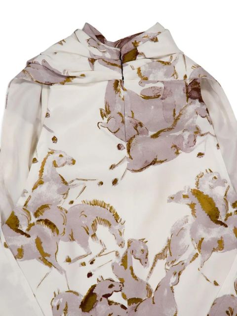 Altuzarra Sleary horse-print cowl-neck top - White - zdjęcie produktu nr 2