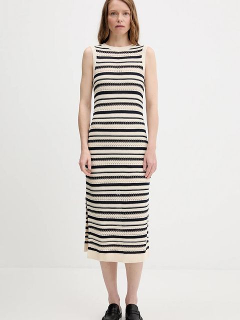 Tommy Hilfiger sukienka kolor beżowy maxi dopasowana WW0WW45649 - zdjęcie produktu nr 1