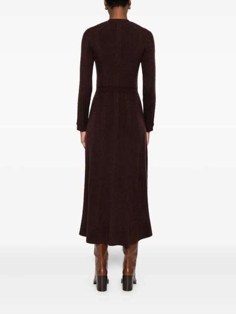 Maje cable-knit buttoned dress - Brown